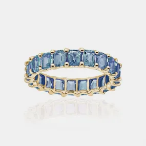 Petite Emerald Cut Blue Topaz Ring