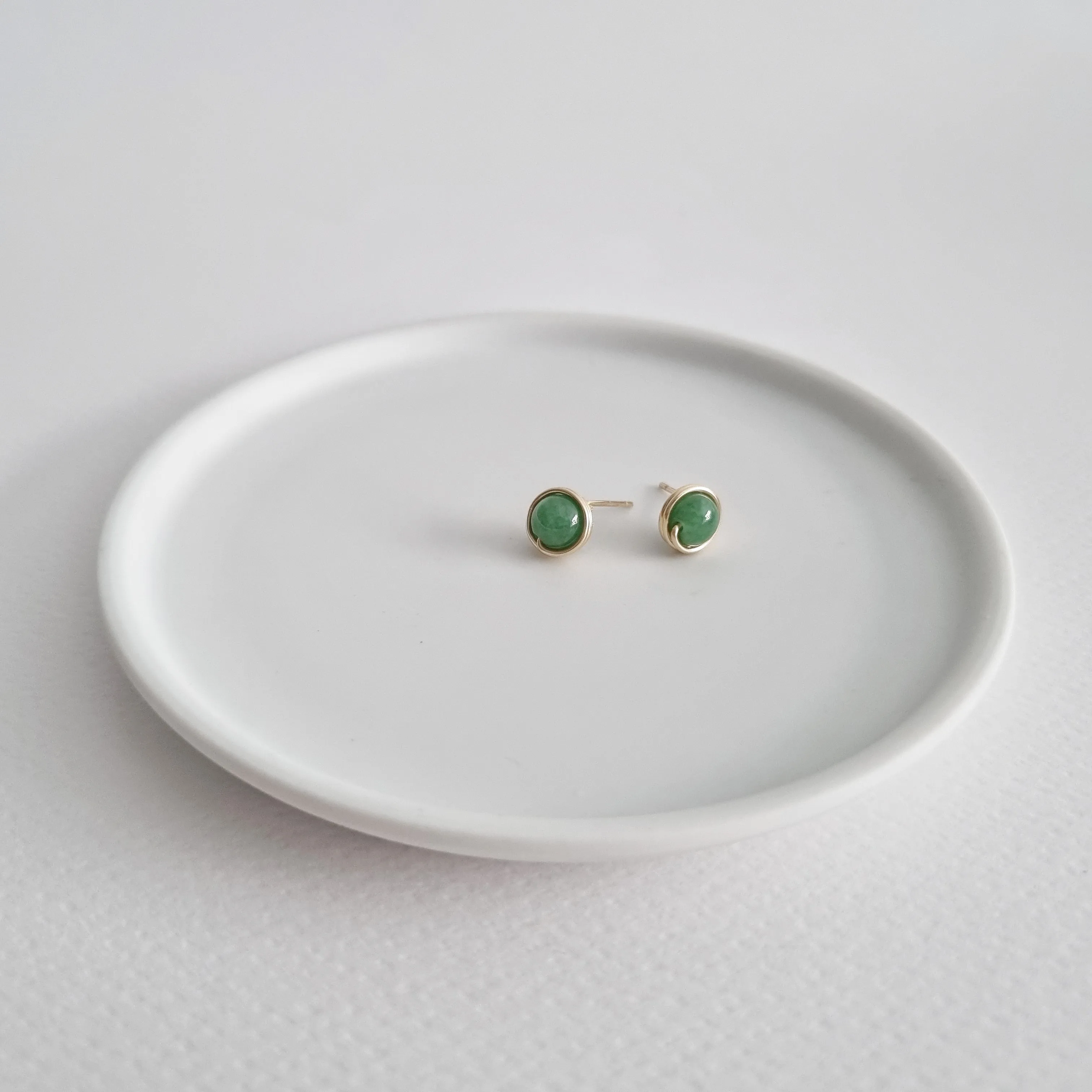 Premium Green Jade Earstuds (Medium) / 14k Gold-filled