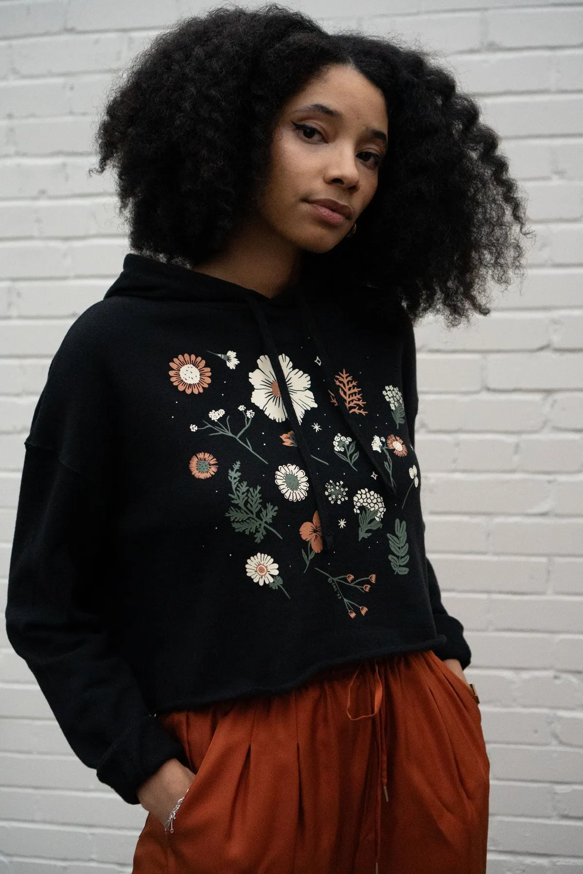 Pressed Flowers - Lightweight Crop Hoodie