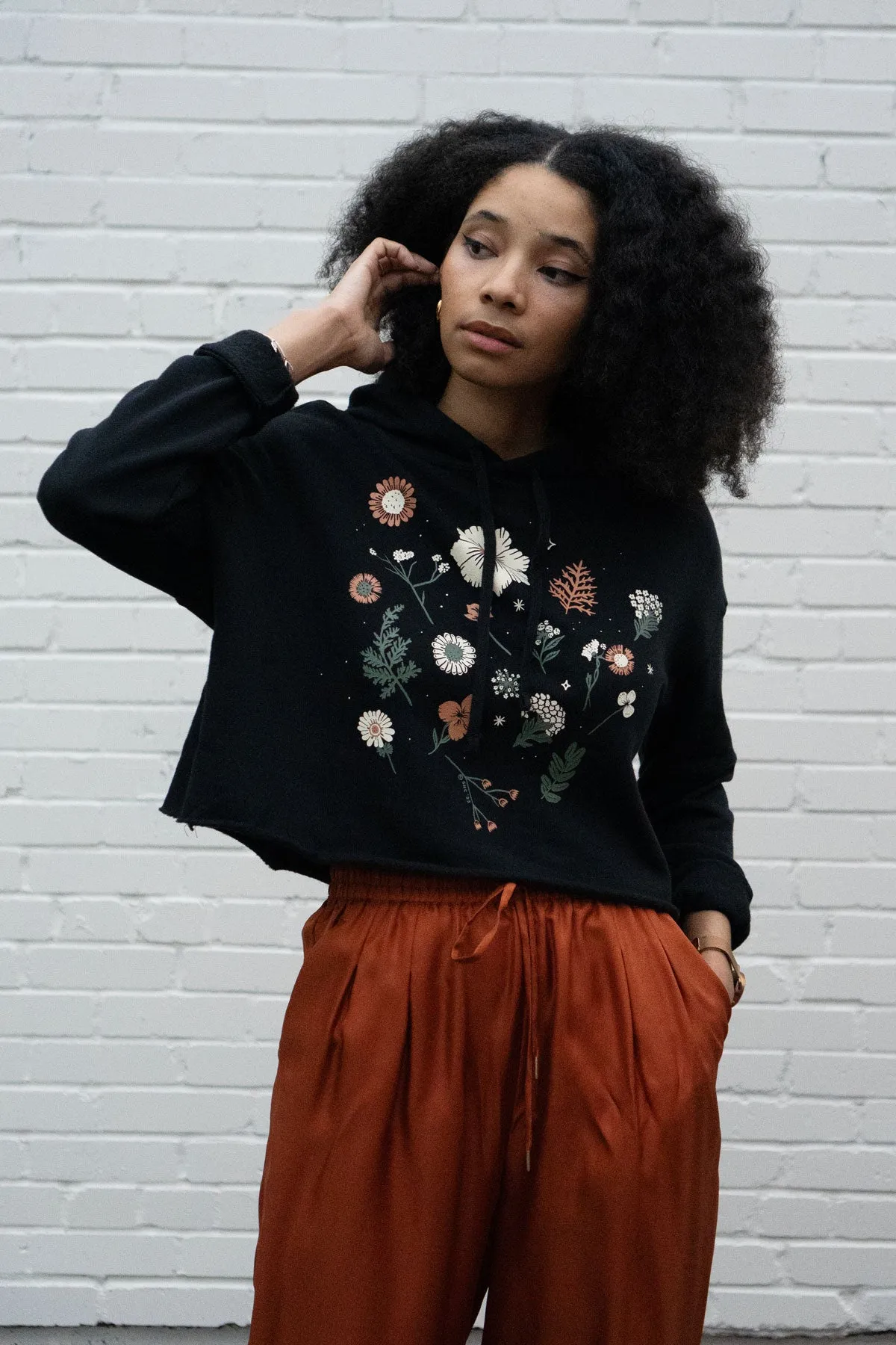 Pressed Flowers - Lightweight Crop Hoodie