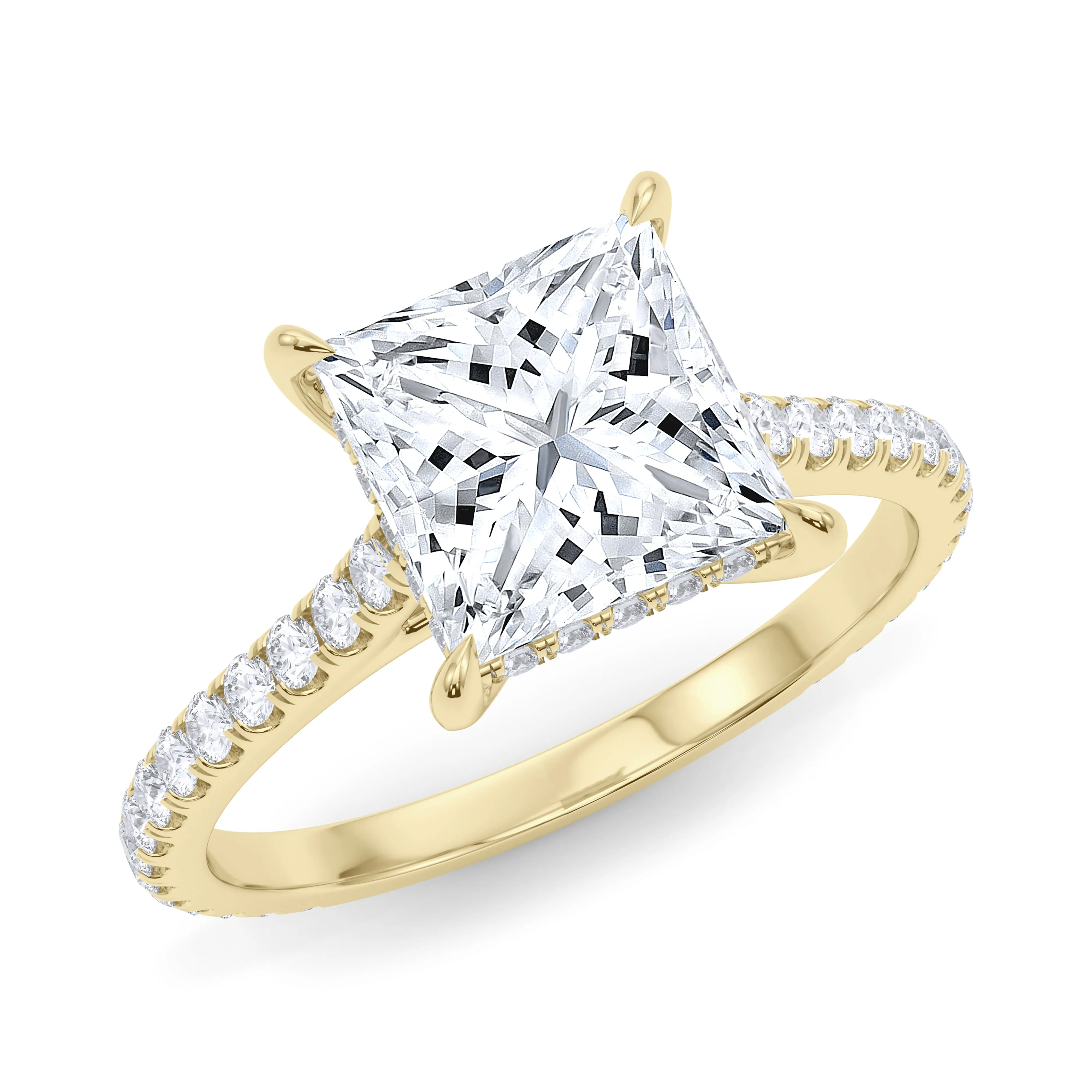 Princess Cut Pave Diamond Ring