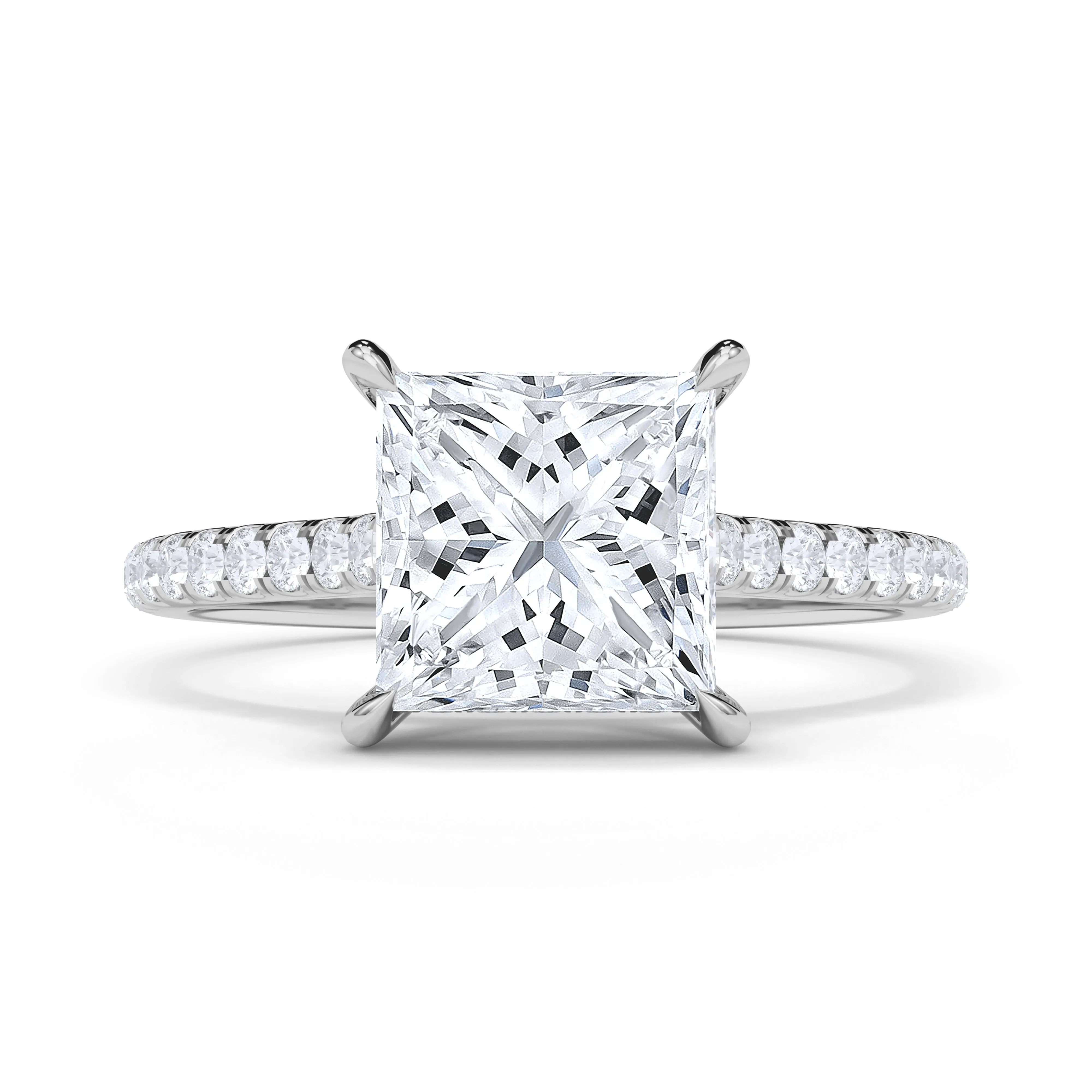 Princess Cut Pave Diamond Ring