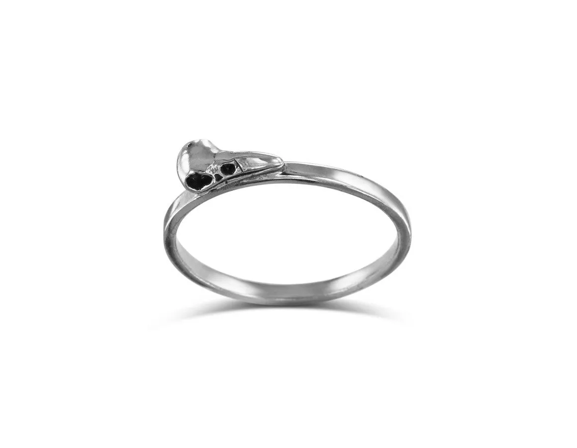 Raven Skull Stacking Ring - Silver