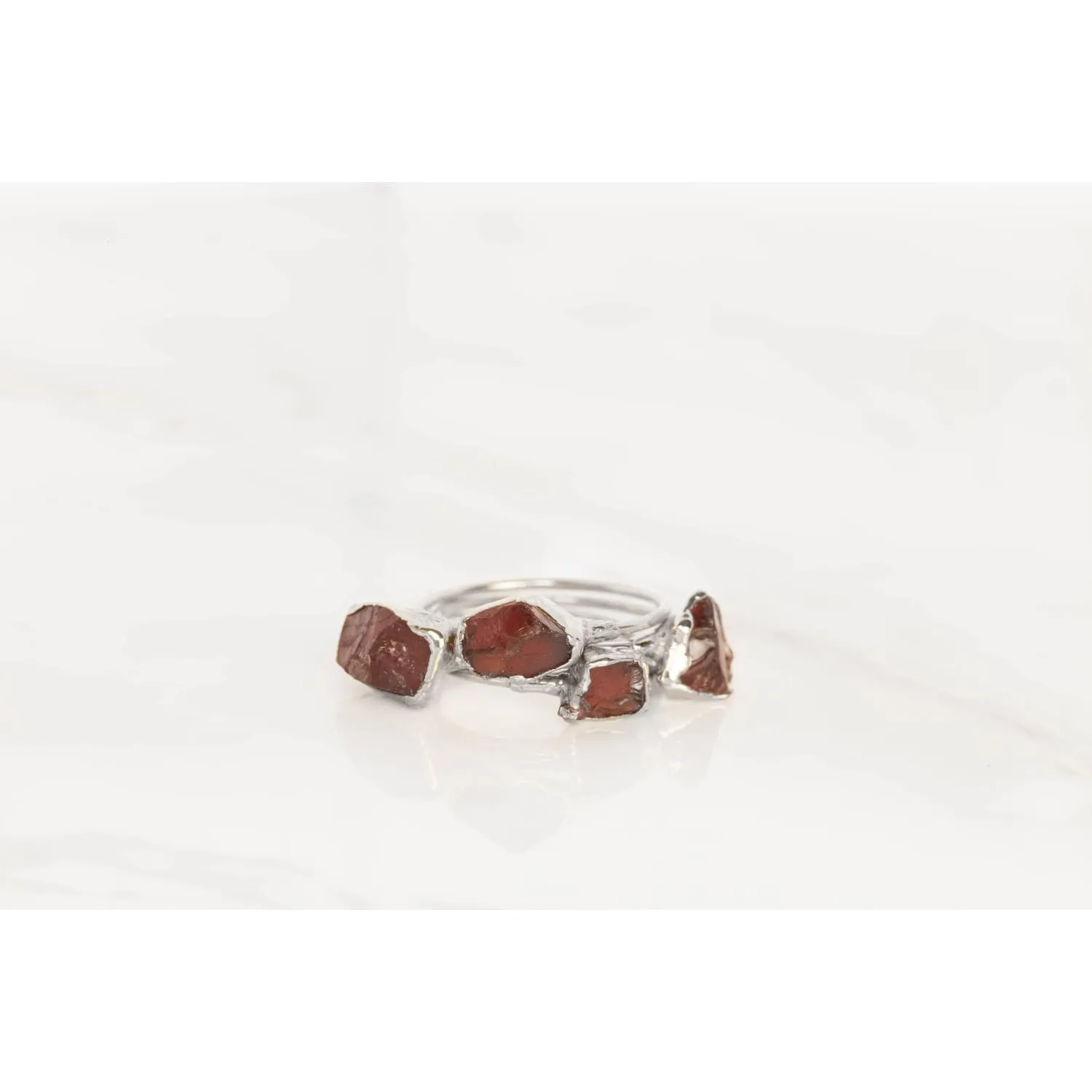 Raw Garnet Ring in Sterling Silver