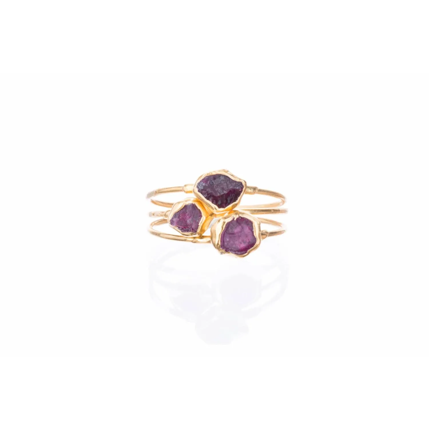 Raw Ruby Ring in Yellow Gold