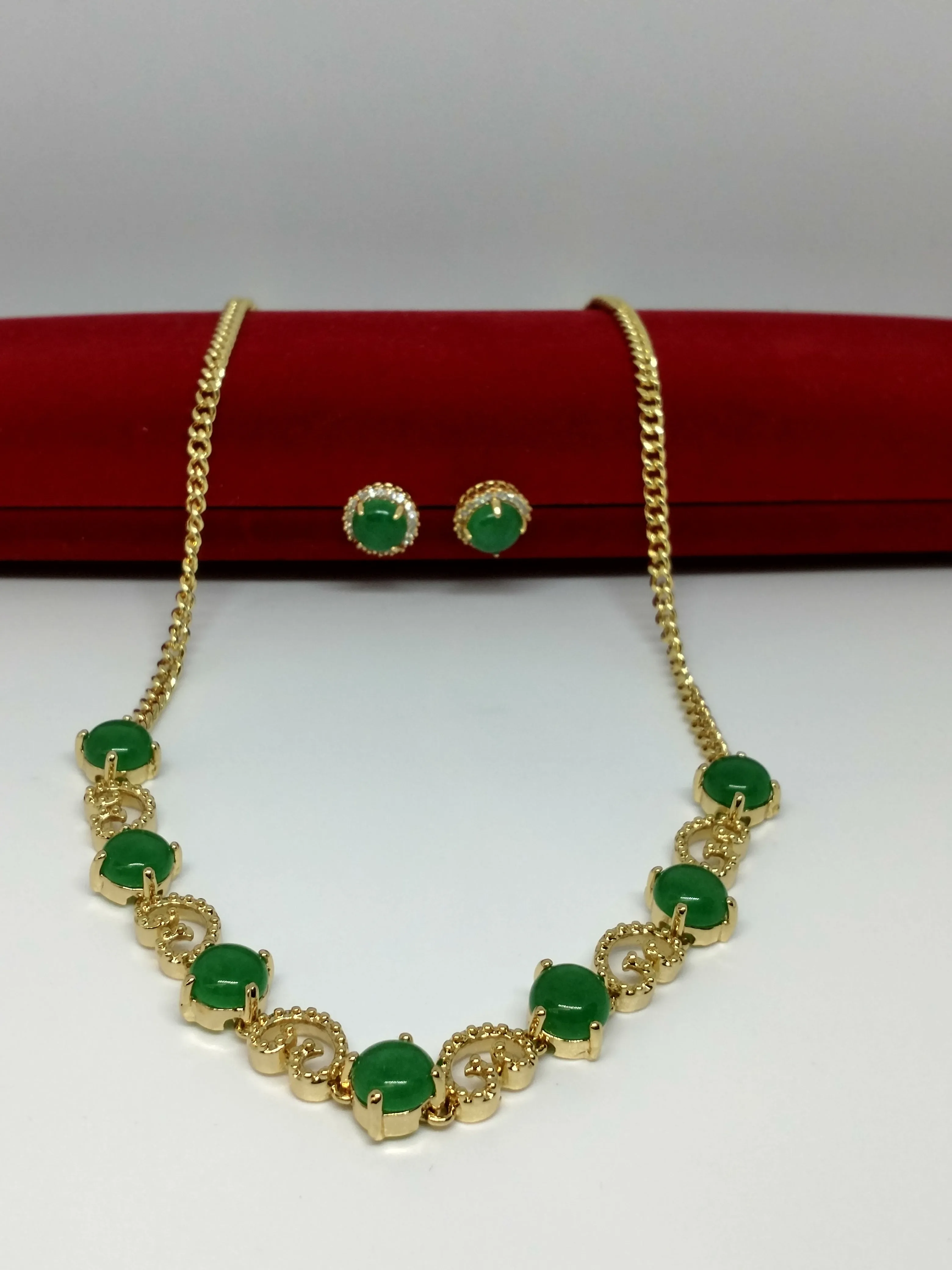 Real Jade Gold Plated Set