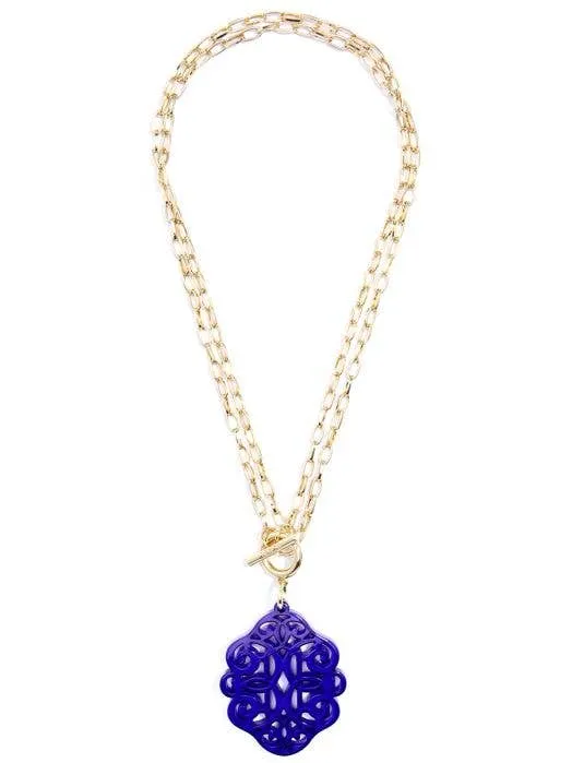 Regal Pendant Necklace - Cobalt