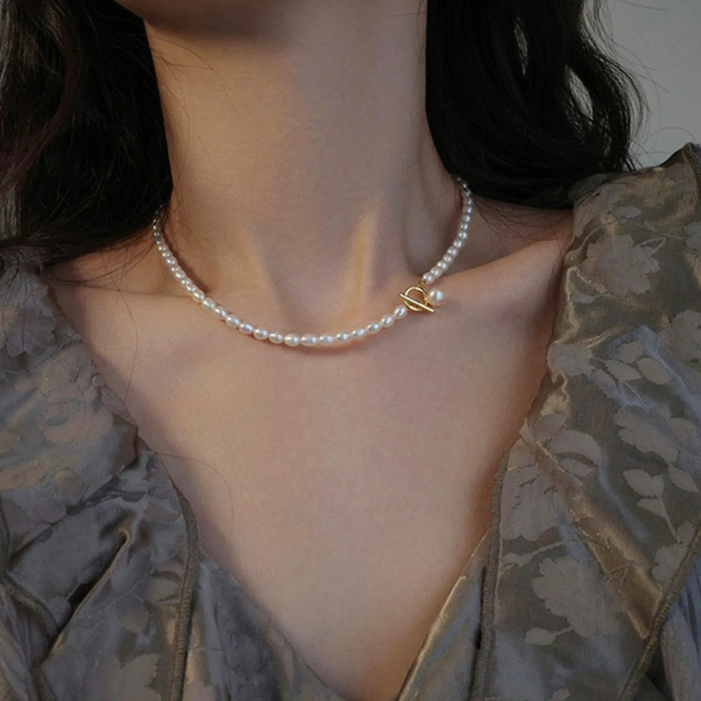 Rice Pearl Chocker OT Clasp