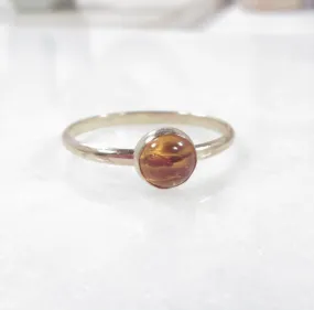 Ring Amber Gemstone 1mm Wide Choose Your Metal, Size and Texture