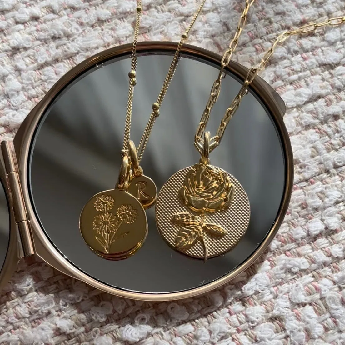 Rose Necklace With Initial - June Flower