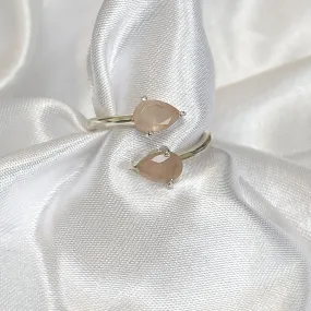 Rose Quartz Crystal Teardrop Ring (Sterling Silver)