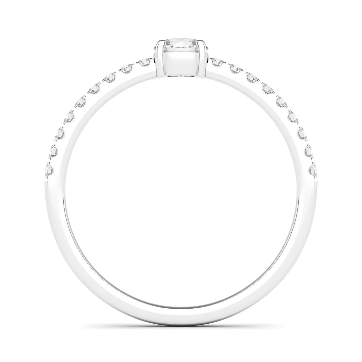 Round & Pave Diamond Ring