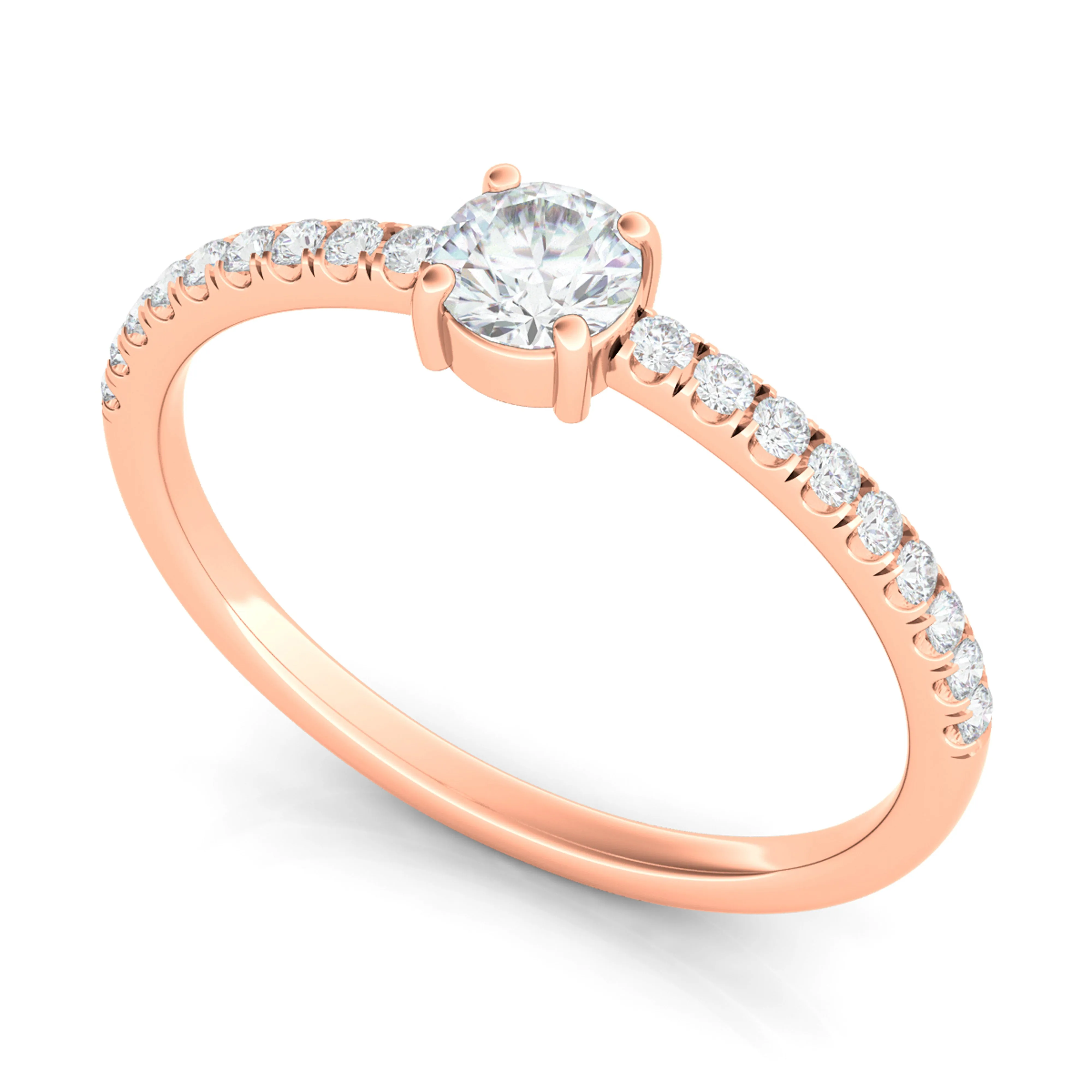 Round & Pave Diamond Ring