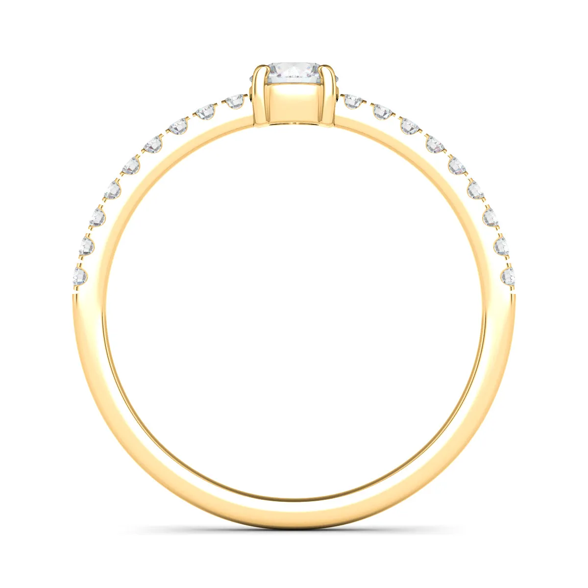 Round & Pave Diamond Ring