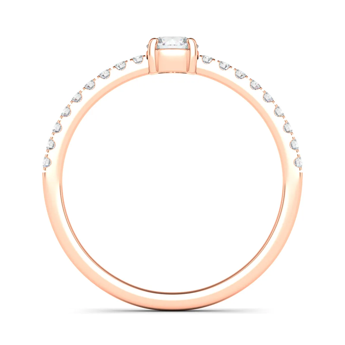 Round & Pave Diamond Ring