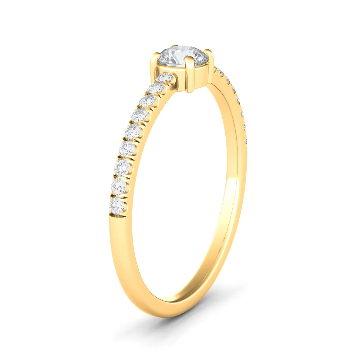 Round & Pave Diamond Ring