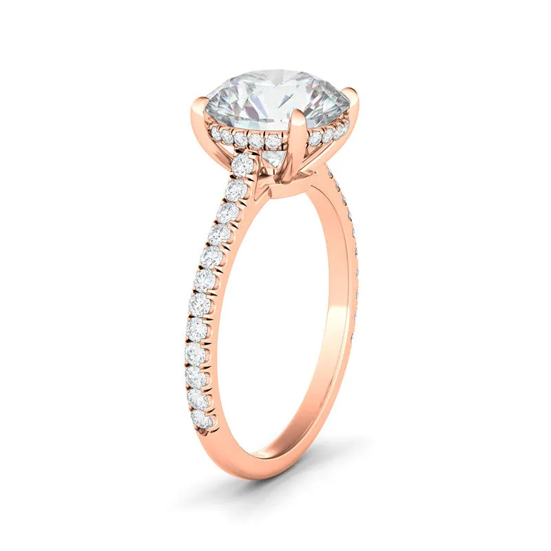 Round Brilliant Cut Pave Diamond Ring