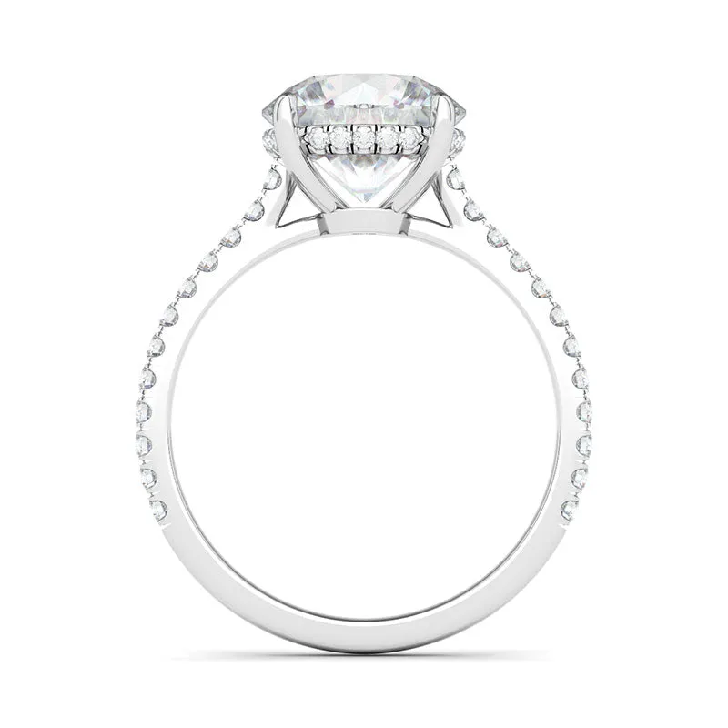 Round Brilliant Cut Pave Diamond Ring