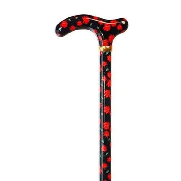 Royal Red Flowers Walking Cane