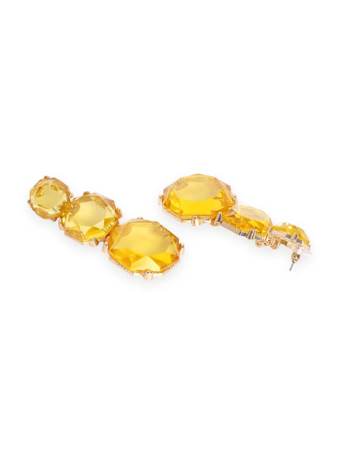 Rubans Voguish Gold Plated Stone Studded Drop Earrings