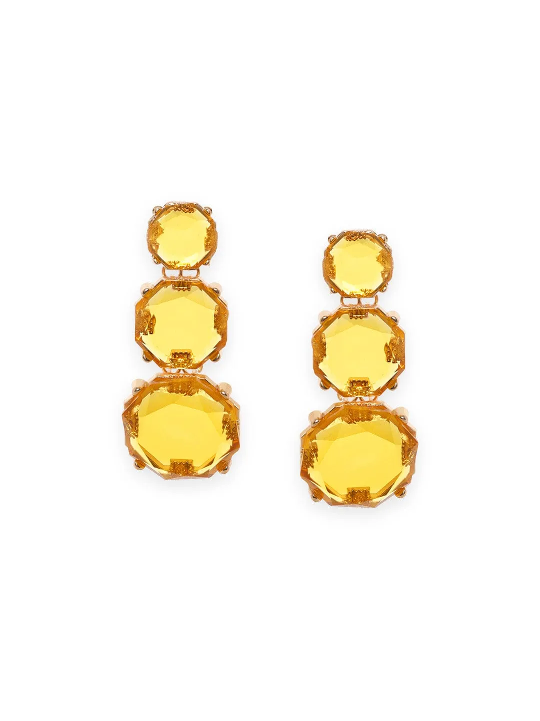 Rubans Voguish Gold Plated Stone Studded Drop Earrings