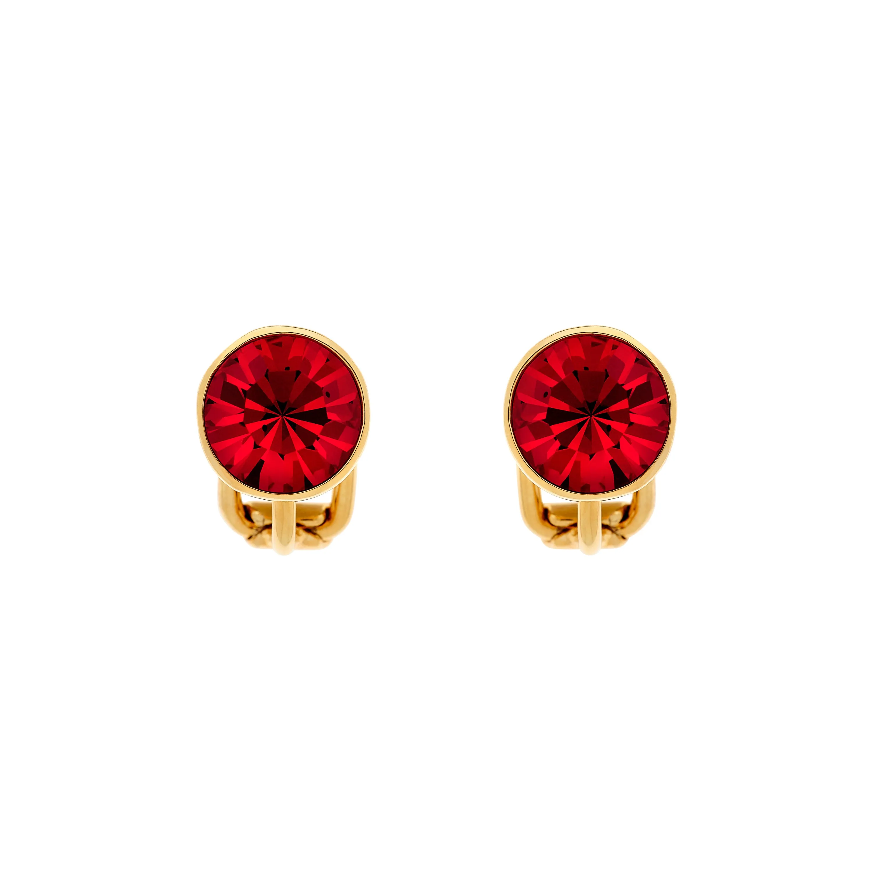 Ruby Crystal Stud Clip Earrings