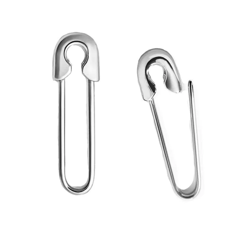 Safety Pin Earrings, Sterling Silver