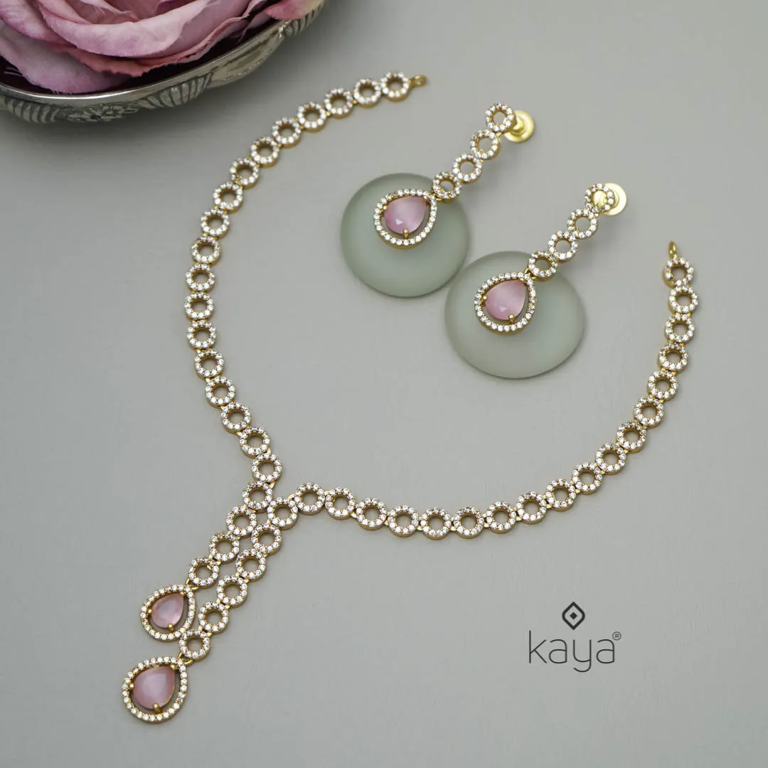 SC101301 - AD Stone Necklace with matching Earrings