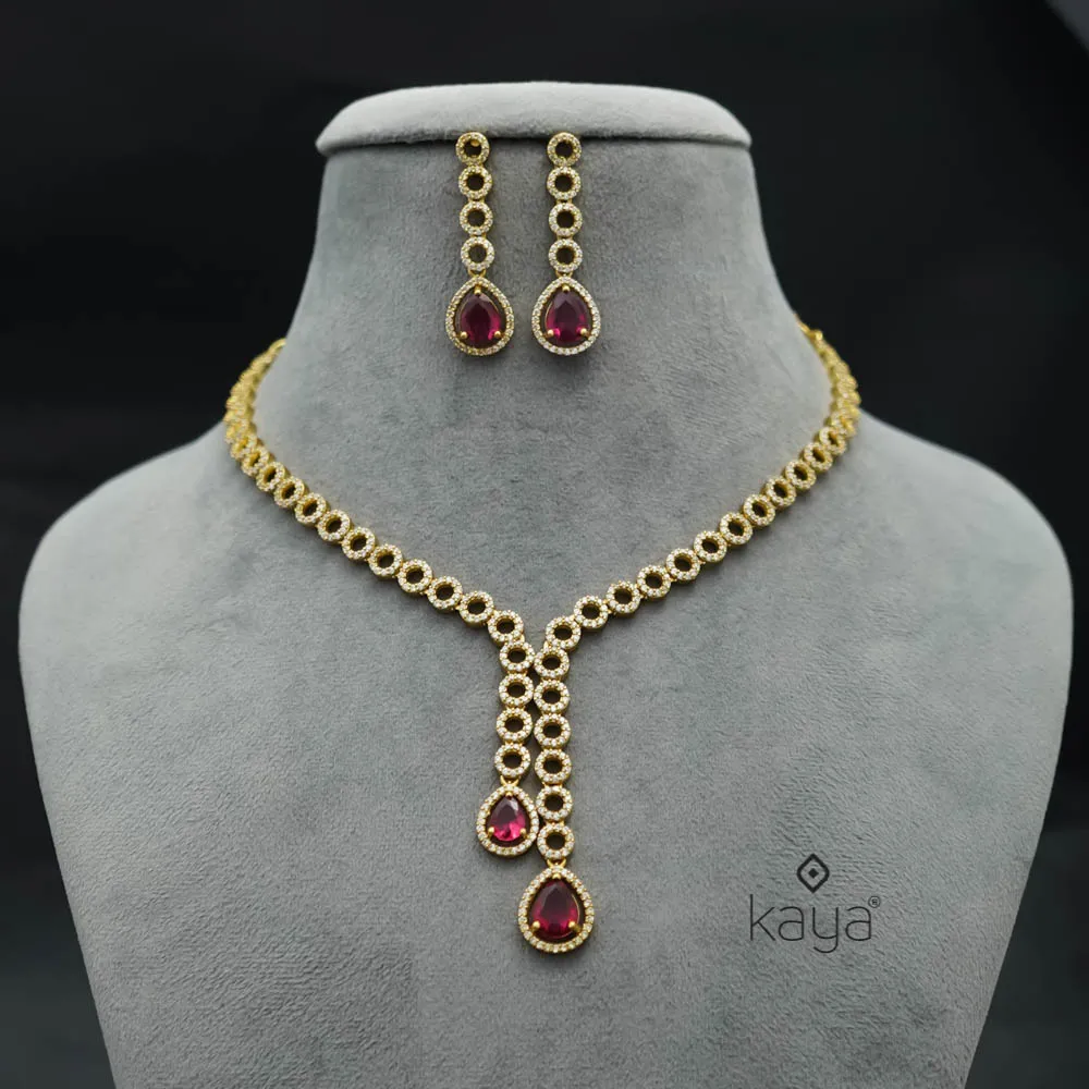 SC101301 - AD Stone Necklace with matching Earrings