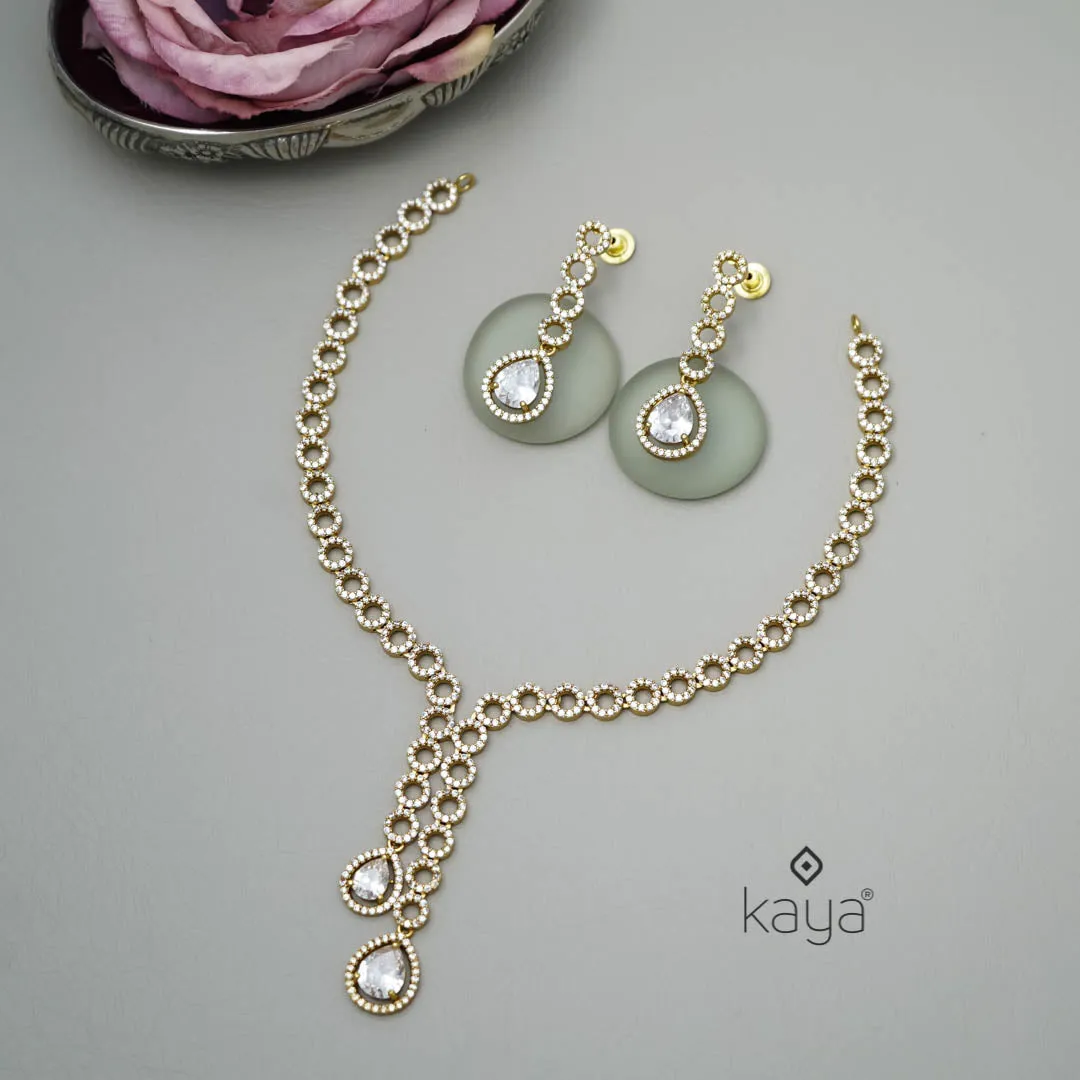 SC101301 - AD Stone Necklace with matching Earrings