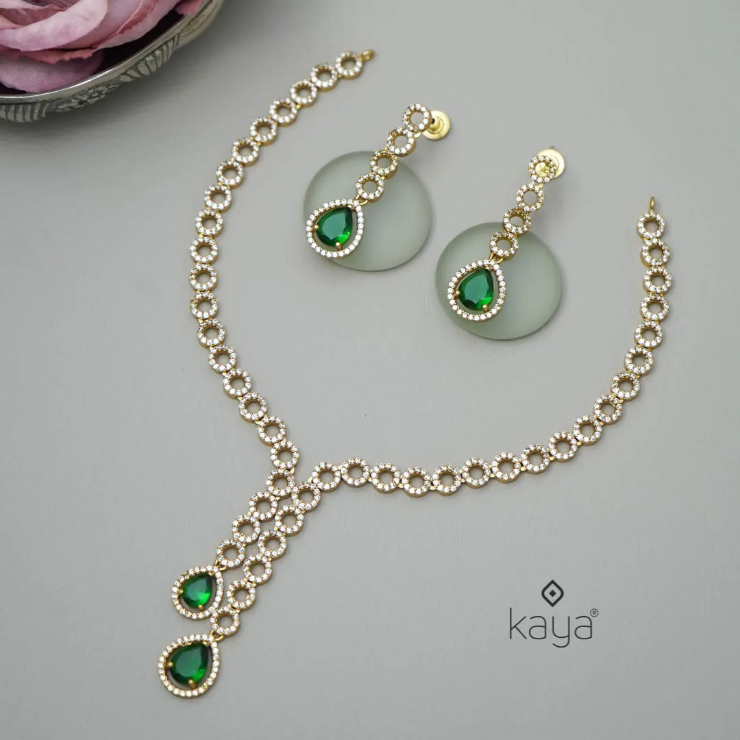 SC101301 - AD Stone Necklace with matching Earrings