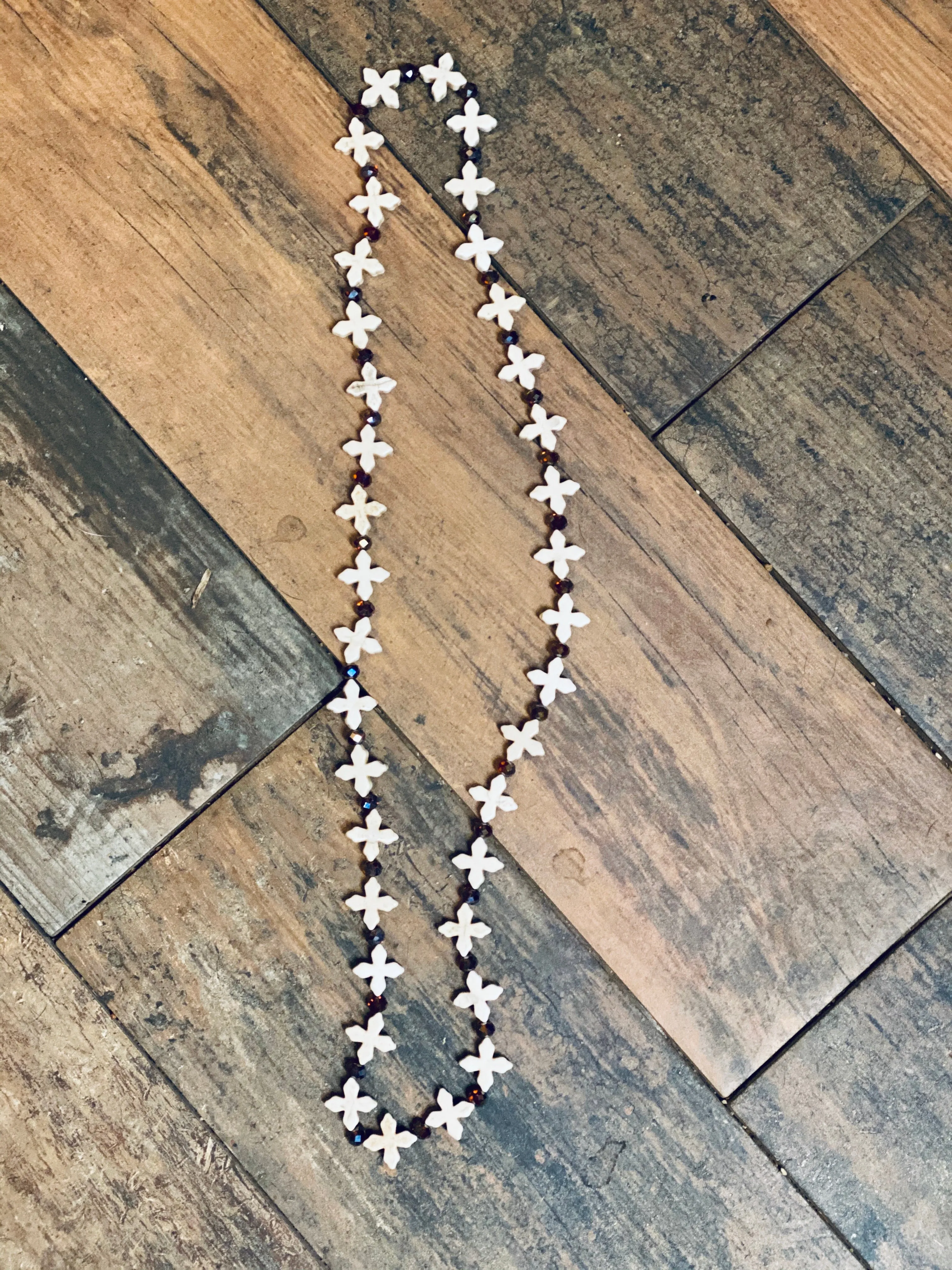 Semi-Precious Stone Cross Necklace