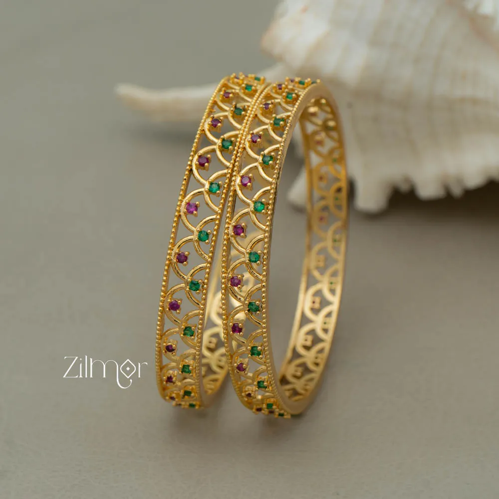 SG100983 - Gold Plated stone bangle (pair)