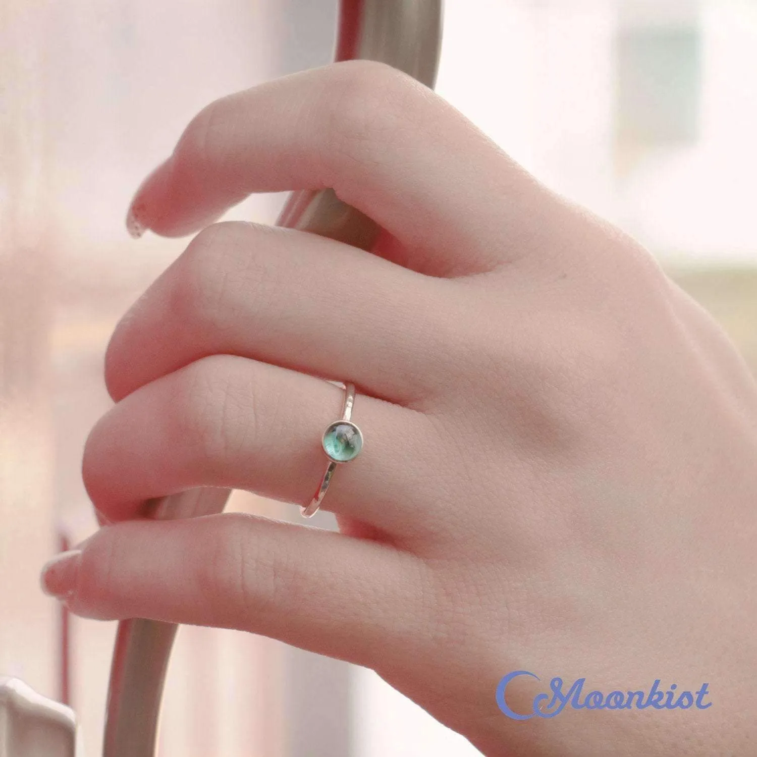 Simple Blue Topaz Gemstone Stacking Ring | Moonkist Designs