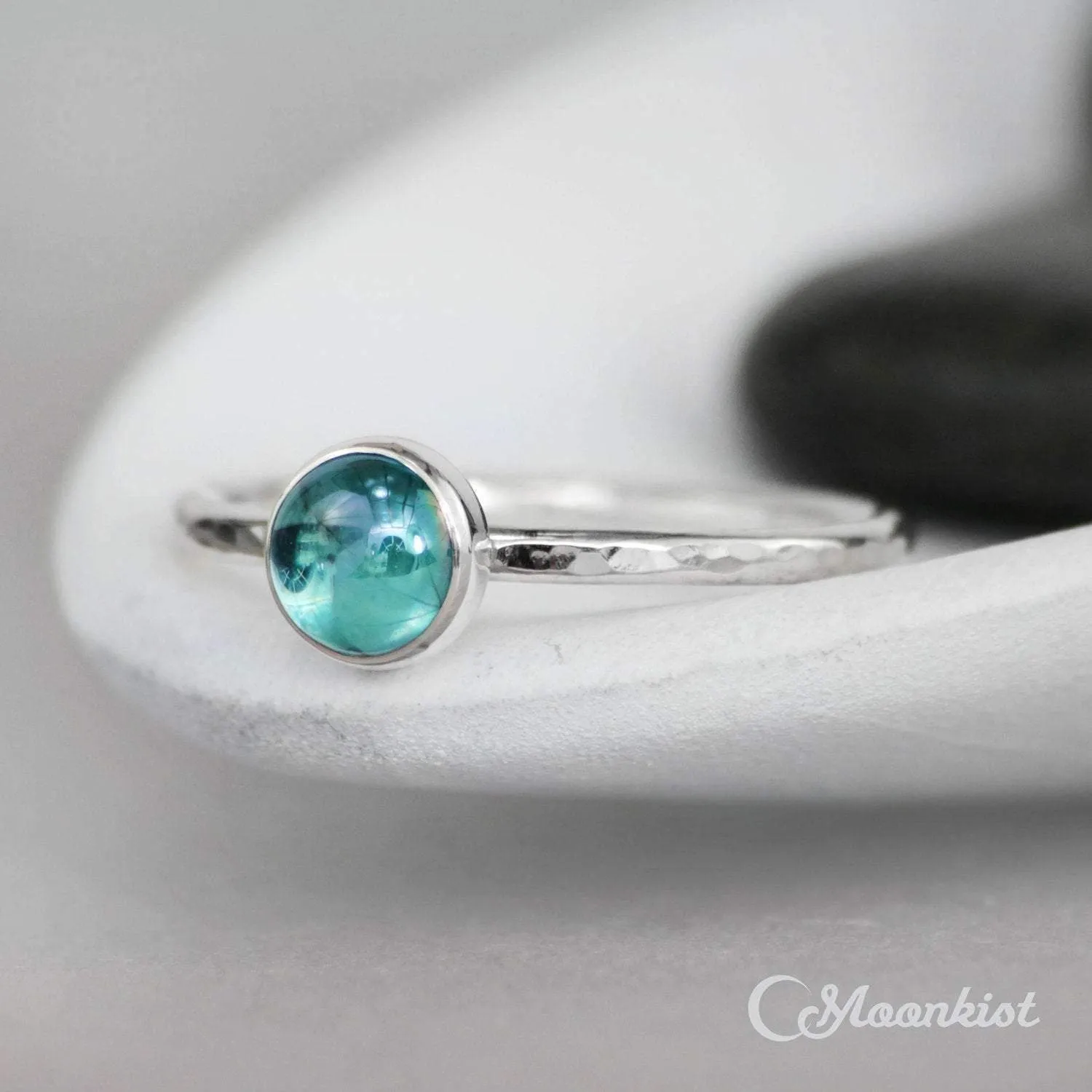 Simple Blue Topaz Gemstone Stacking Ring | Moonkist Designs