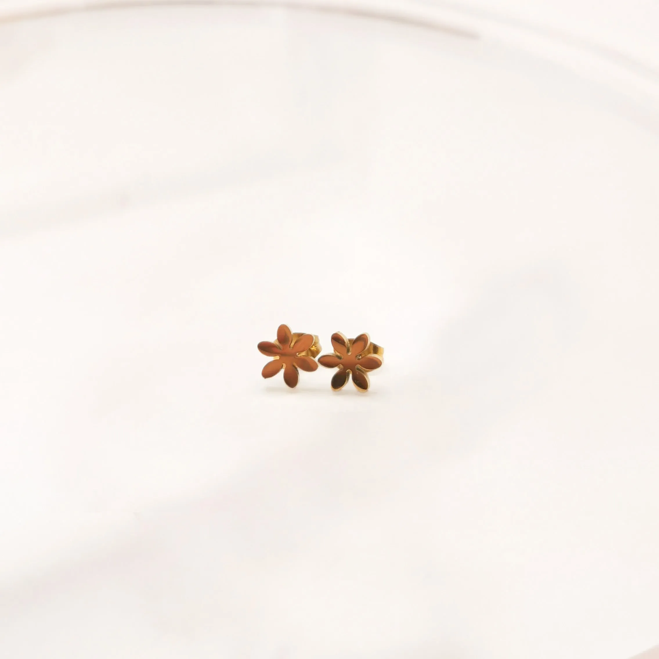 Six Angled Flower Stud Earrings