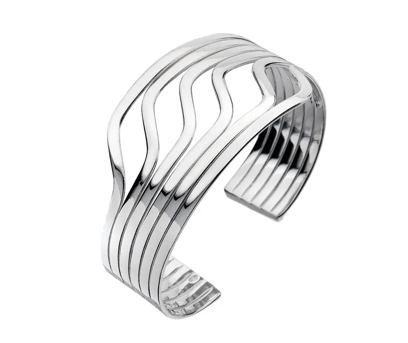 Six Row Wave Cuff Bangle