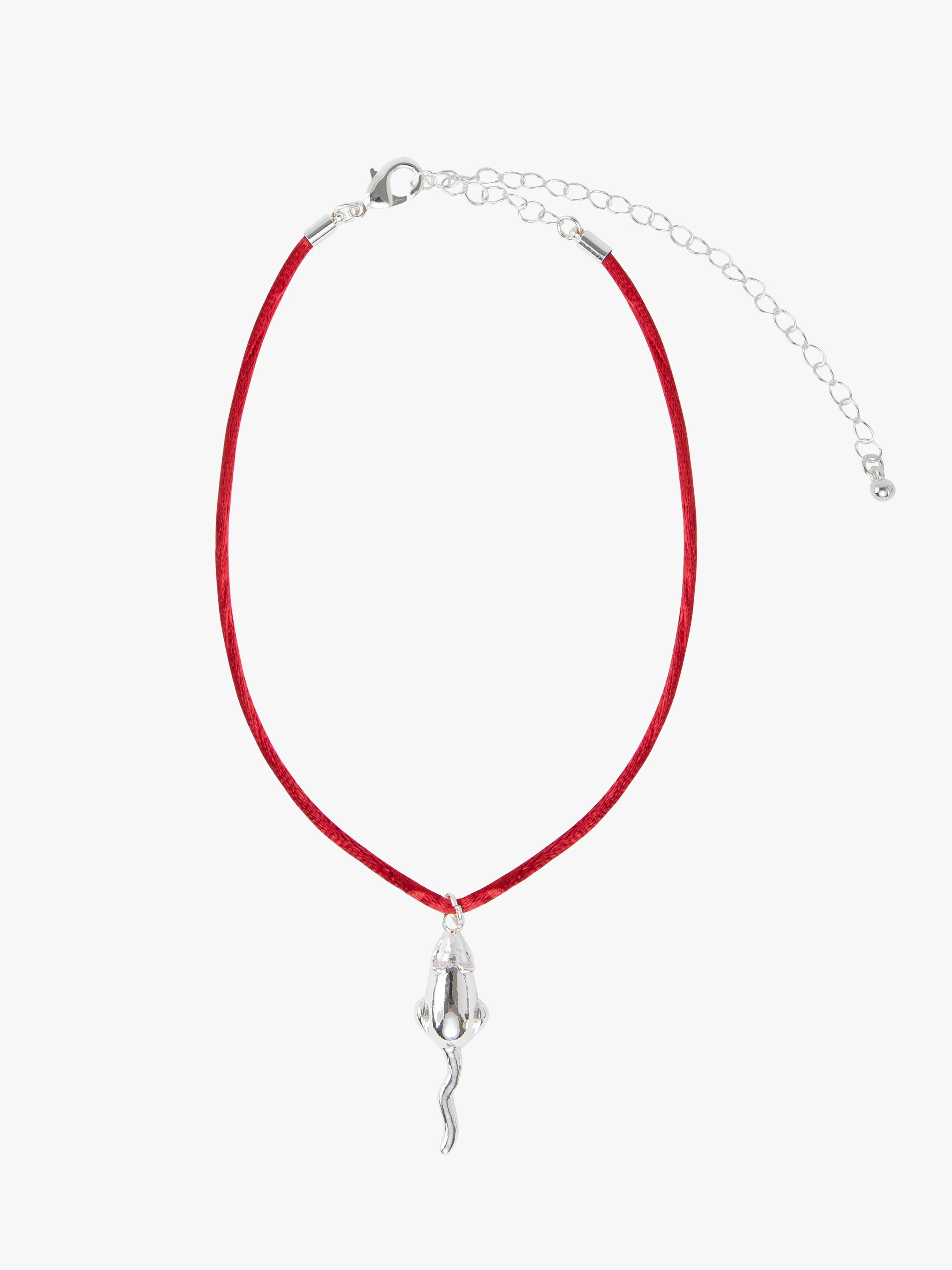 Small Rat Necklace - Red/Silver