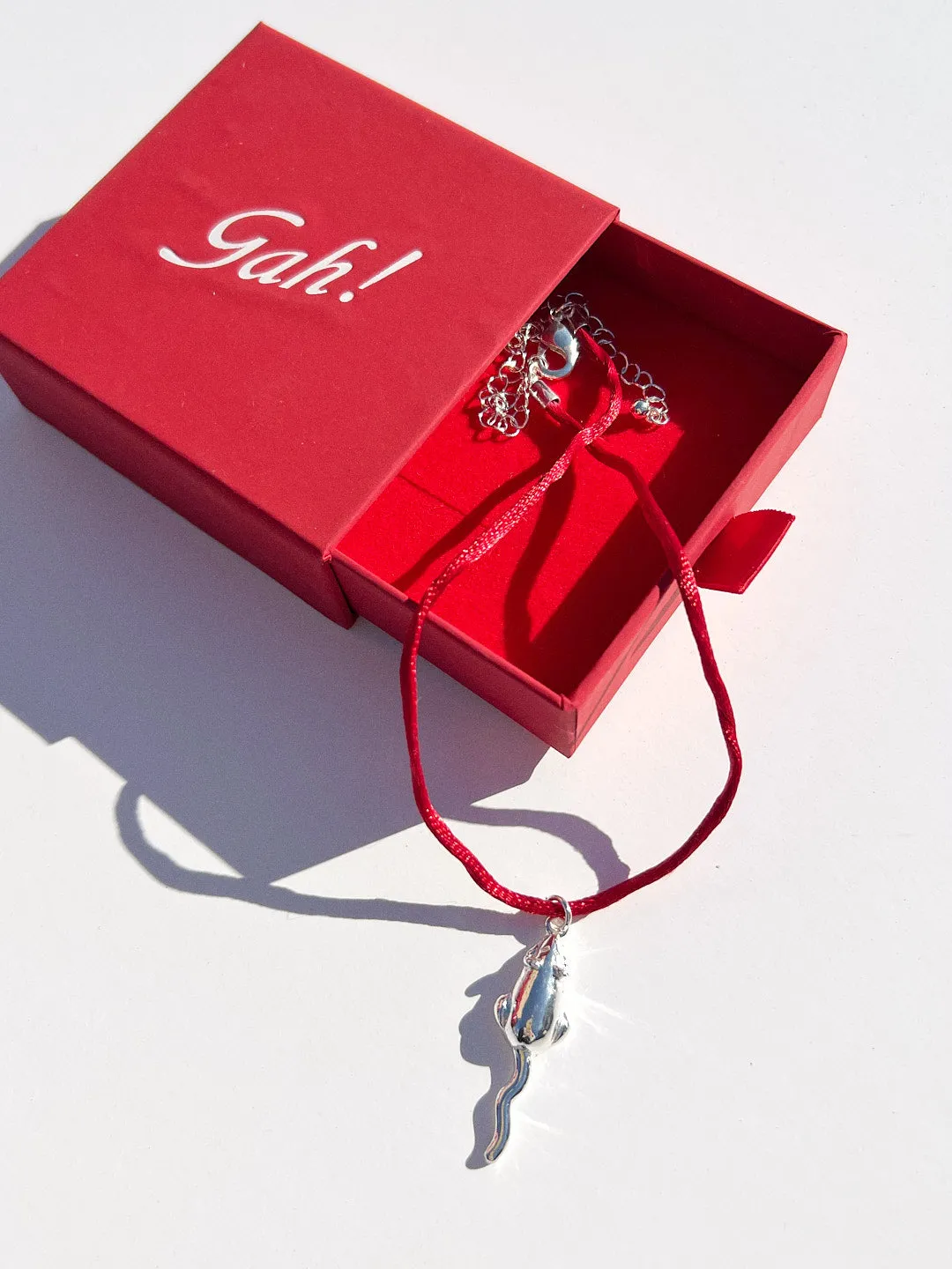 Small Rat Necklace - Red/Silver