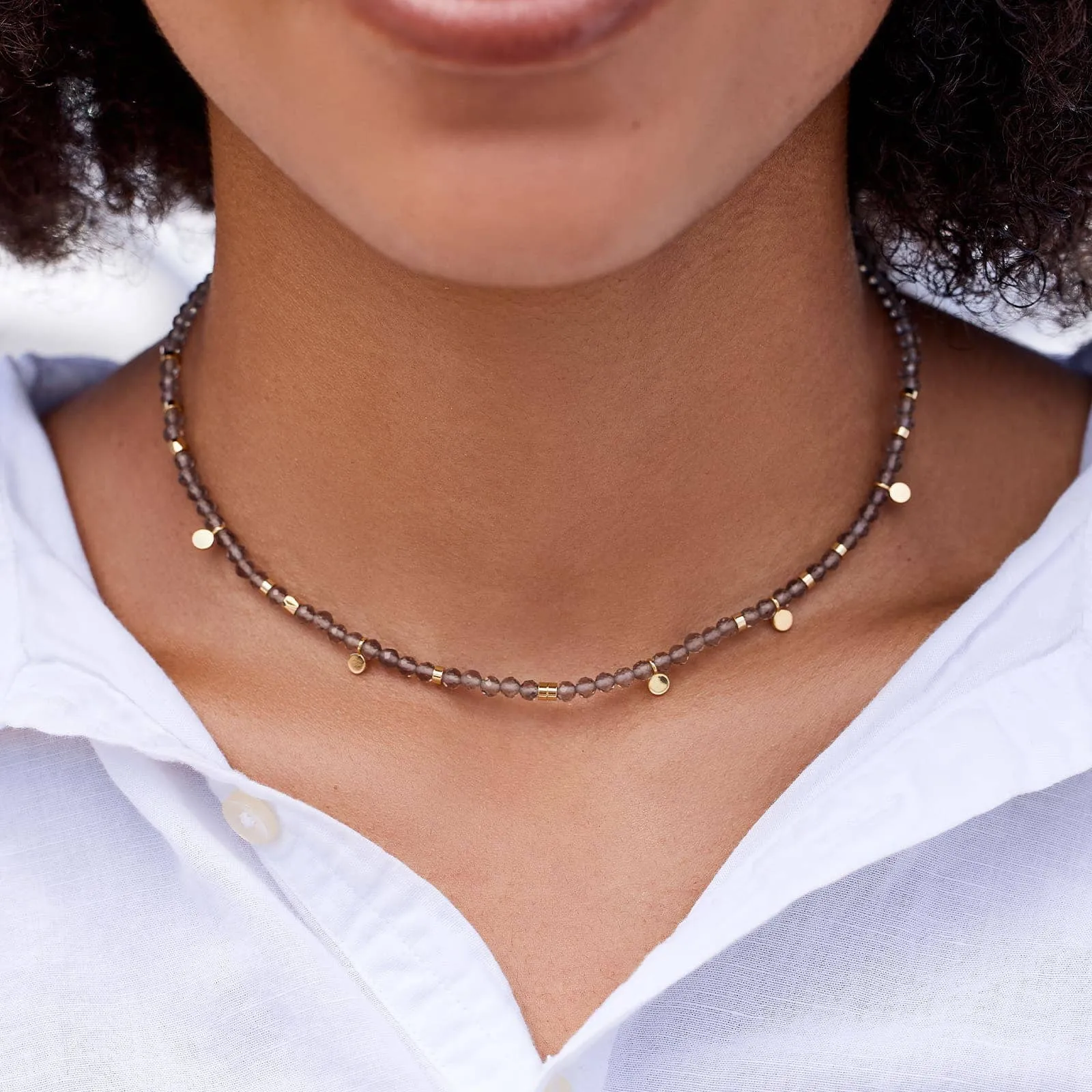 Smokey Quartz Beaded Choker