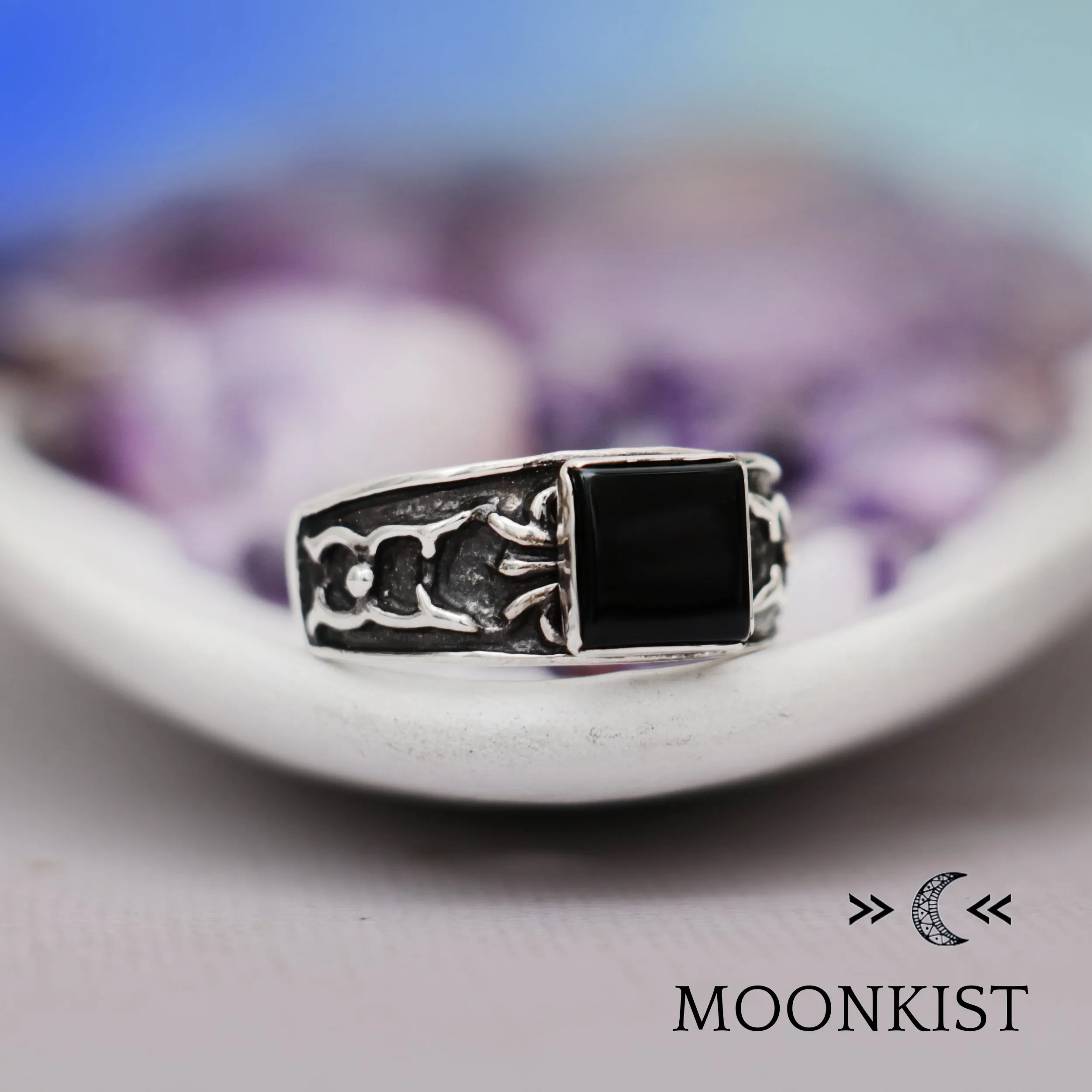 Square Black Onyx Silver Ring | Moonkist Designs