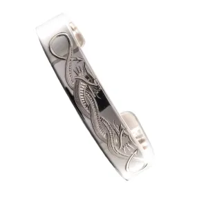 Sterling Silver Cuff Bracelet Hand Engraved Celtic Dragon Design