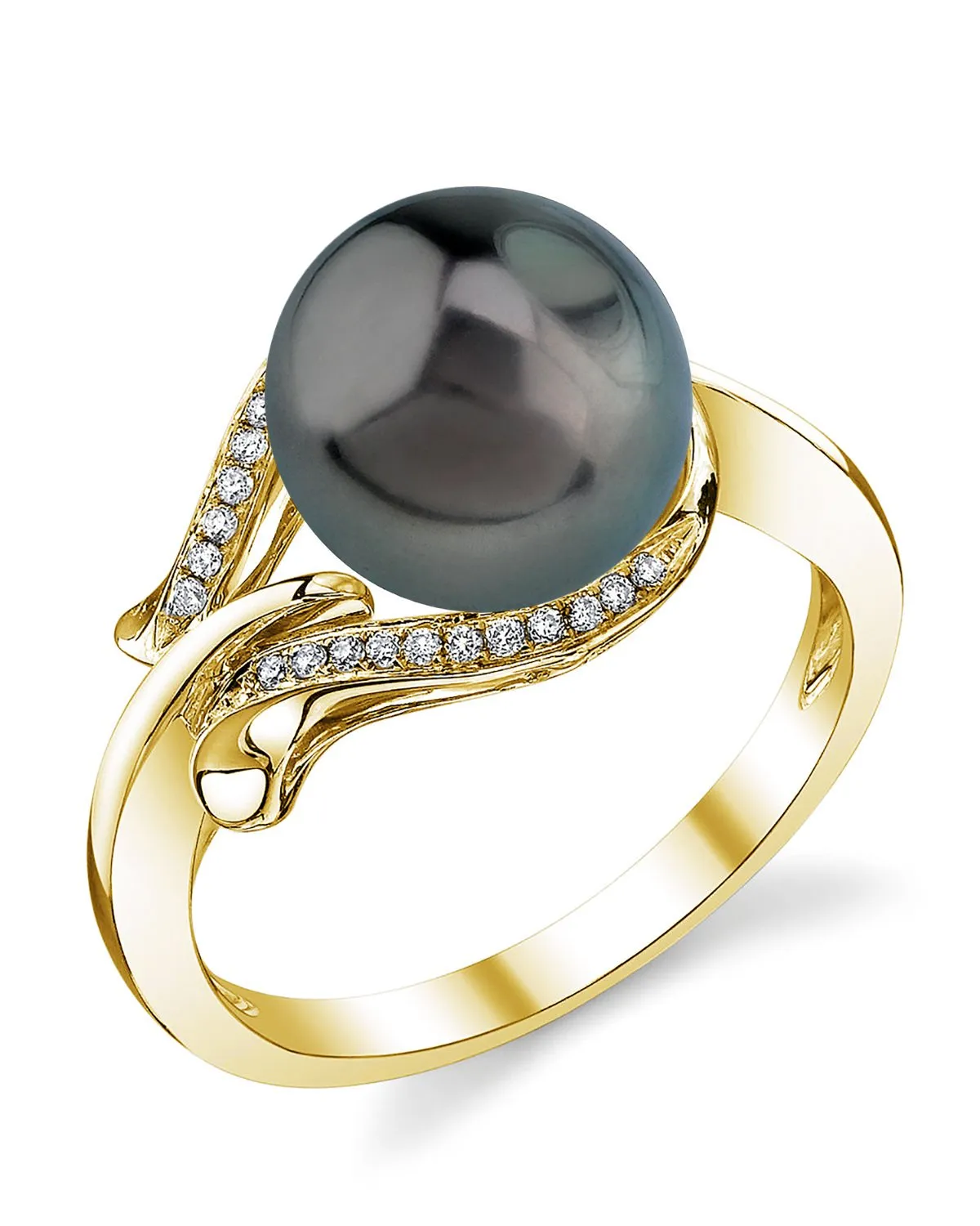 Tahitian South Sea Pearl & Diamond Willow Ring