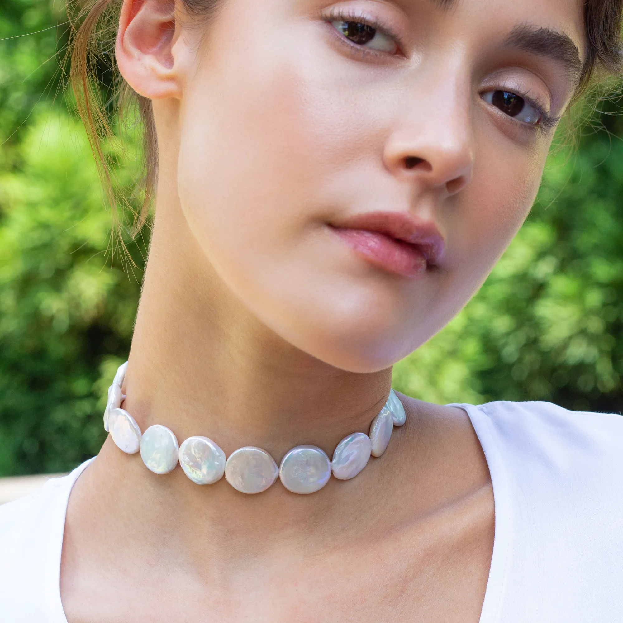 Tessa Coin Pearl Choker Necklace