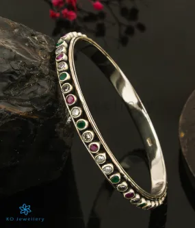 The Abhinav Silver Gemstone Bangle (Size 2.4)