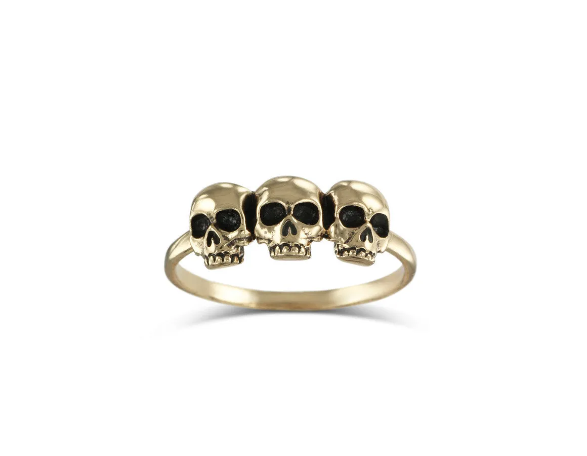 Three Skulls Stacking Ring - Bronze