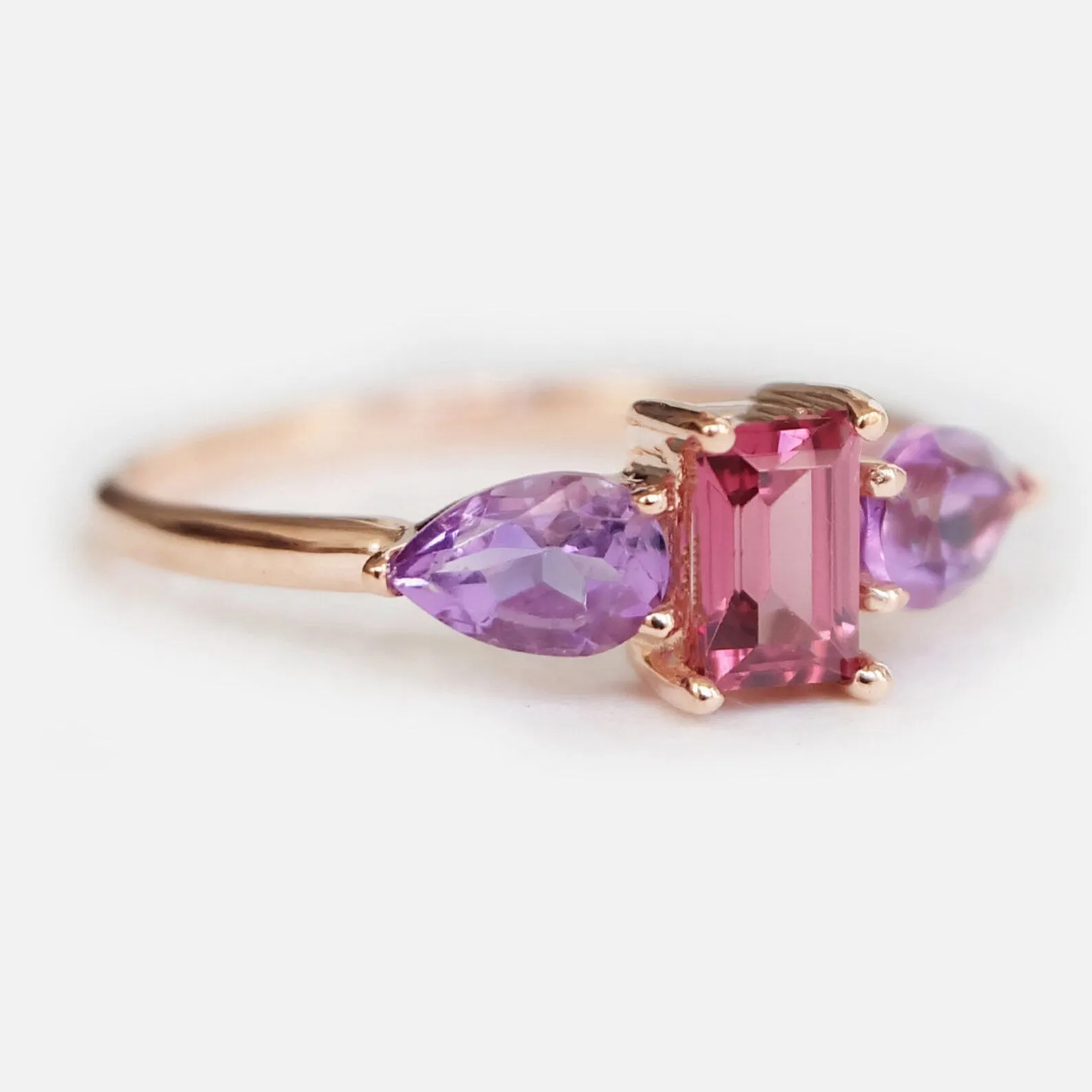 Tourmaline Amethyst Dual Stone Ring Koji