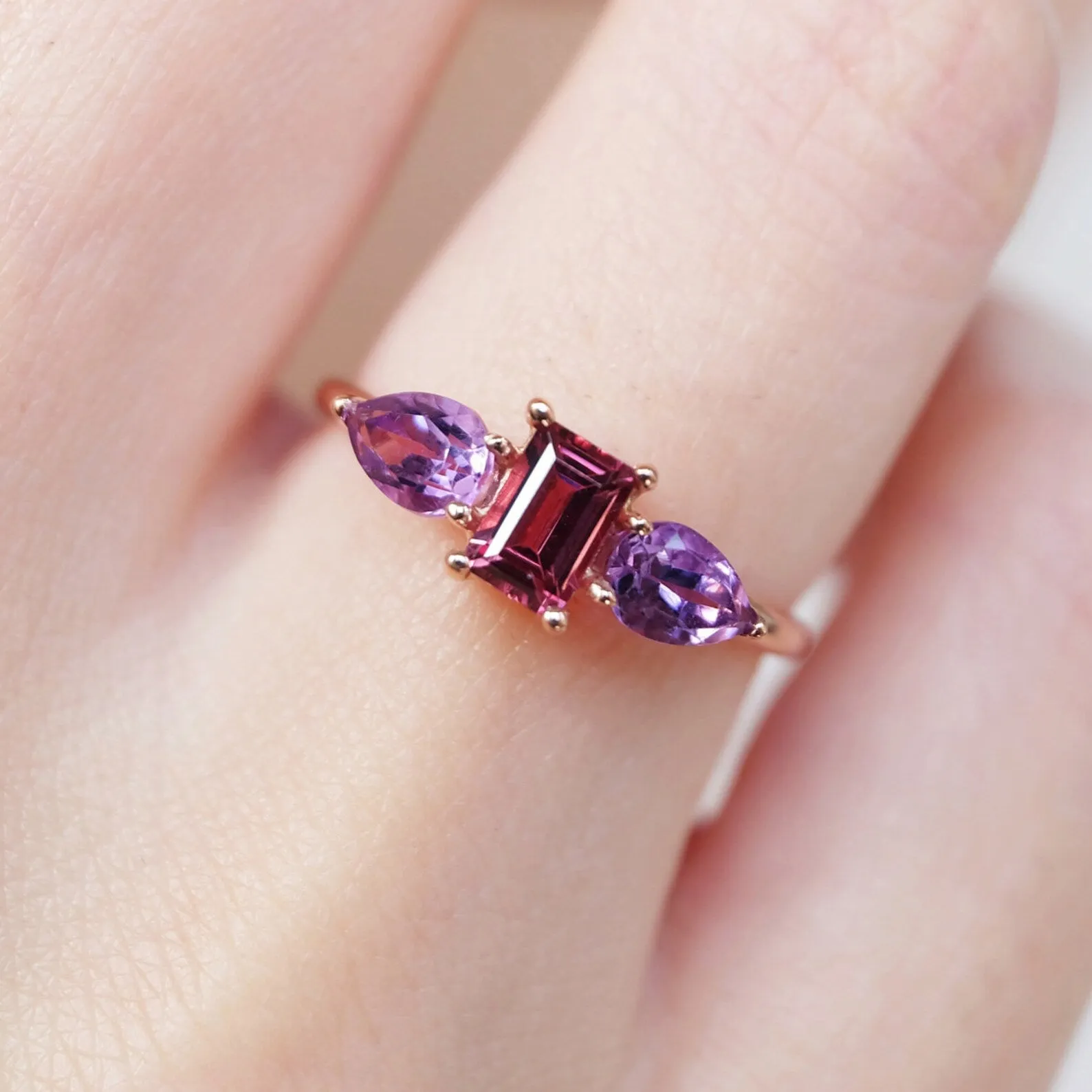 Tourmaline Amethyst Dual Stone Ring Koji