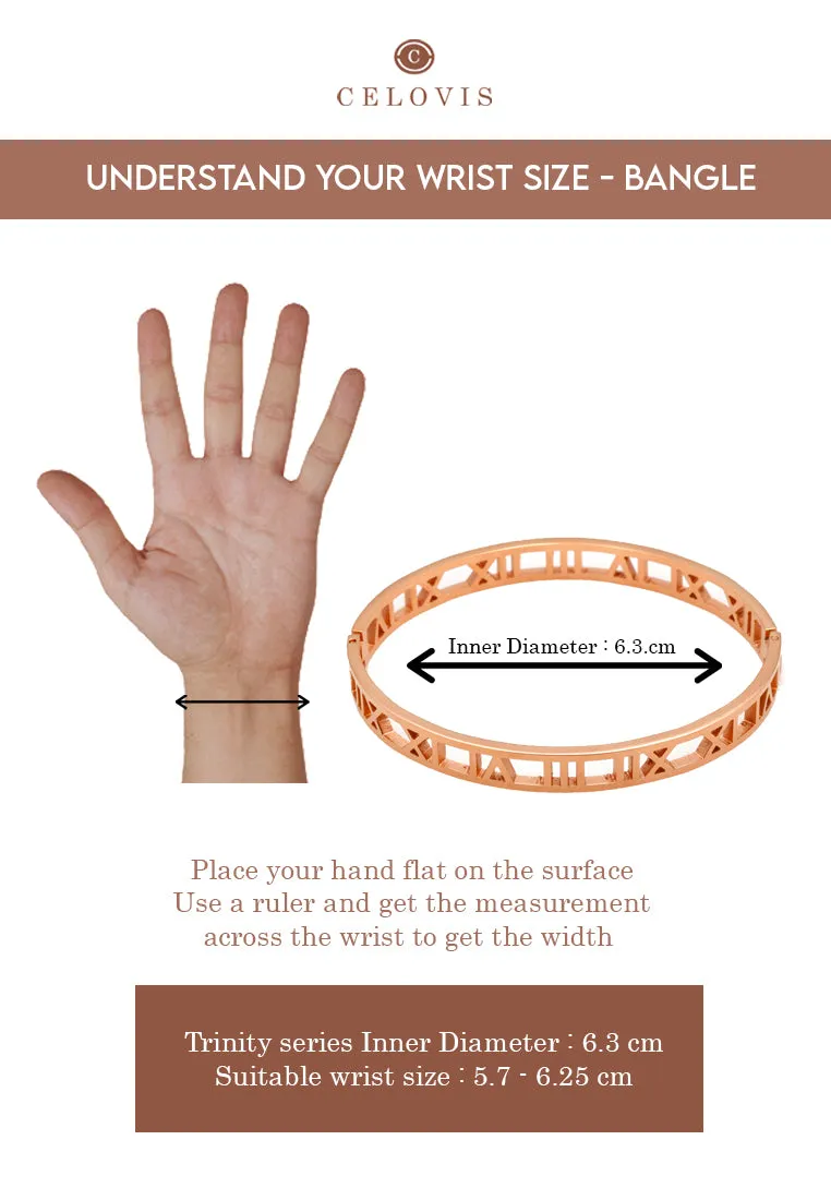 Trinity Roman Numeral Motifs on Eternity Oval Clasped Bangle