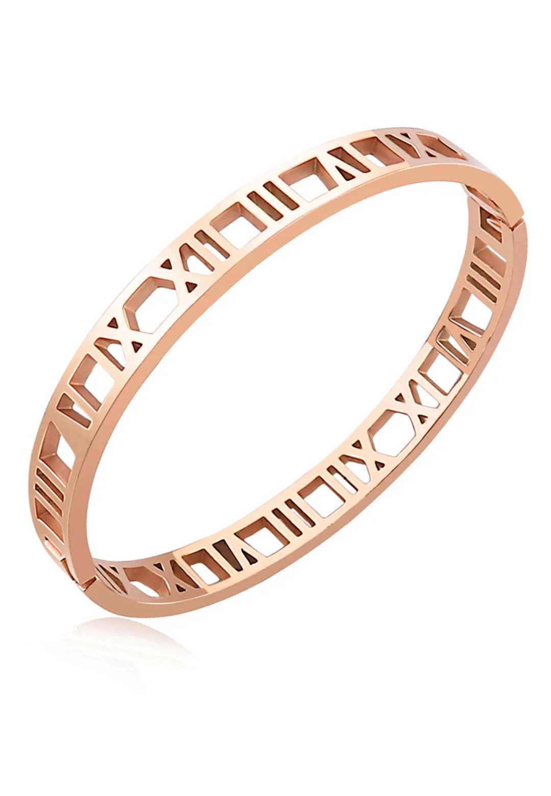 Trinity Roman Numeral Motifs on Eternity Oval Clasped Bangle